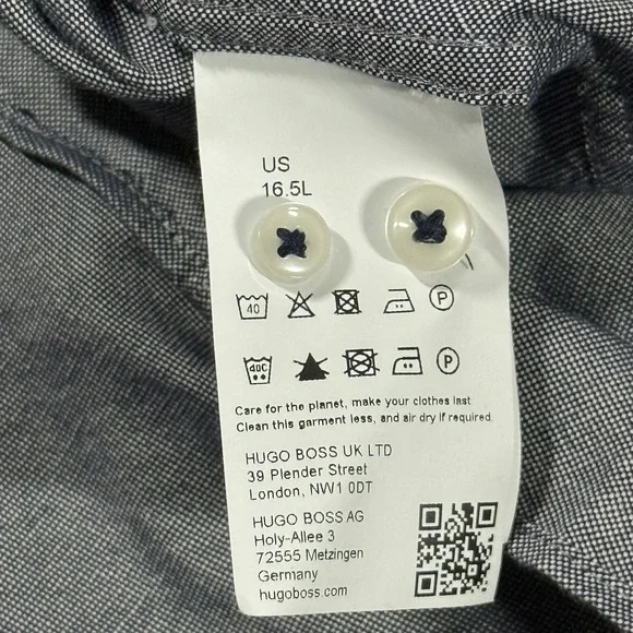 Hugo Boss Sz L / 16.5 L / 34 - 35 Max Kent Sharp Fit Button Up Long Sleeve Shirt